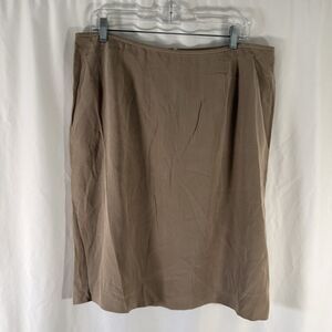 Dressbarn 100% Silk Skirt Women's 16 Tan Lined Zip Up Dress Skirt Knee Length